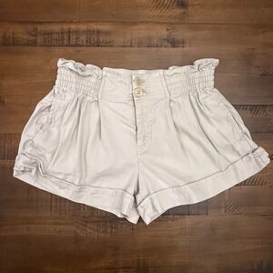 Anthropologie‎ Women's Paper Bag Style Khaki Linen Shorts, size 0